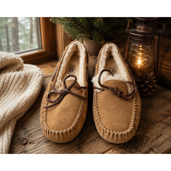 UGG Shoes - UGG Dakota Chestnut Suede Moccasin Slippers 1107949 Womens 7 lined cozy warm